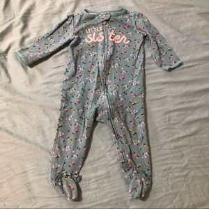 3/$12 Just One You Little Sister 2-Way Zipper Sleeper 9M